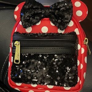Loungefly Disney Red and White Polka Dot Sequin Mini Backpack
